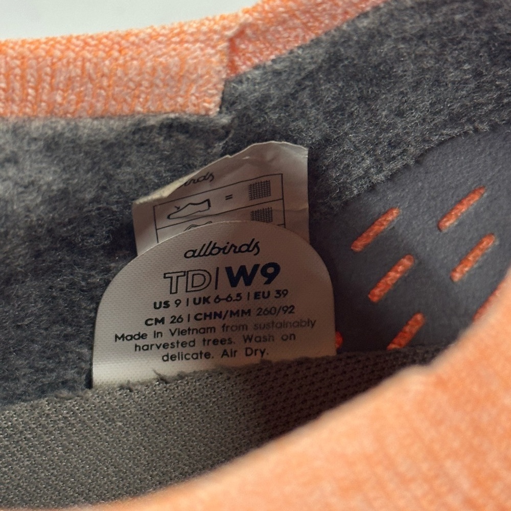 Allbirds Tree Dashers Women’s Size 9 Cream Peach Running Shoes - Picture 9 of 9